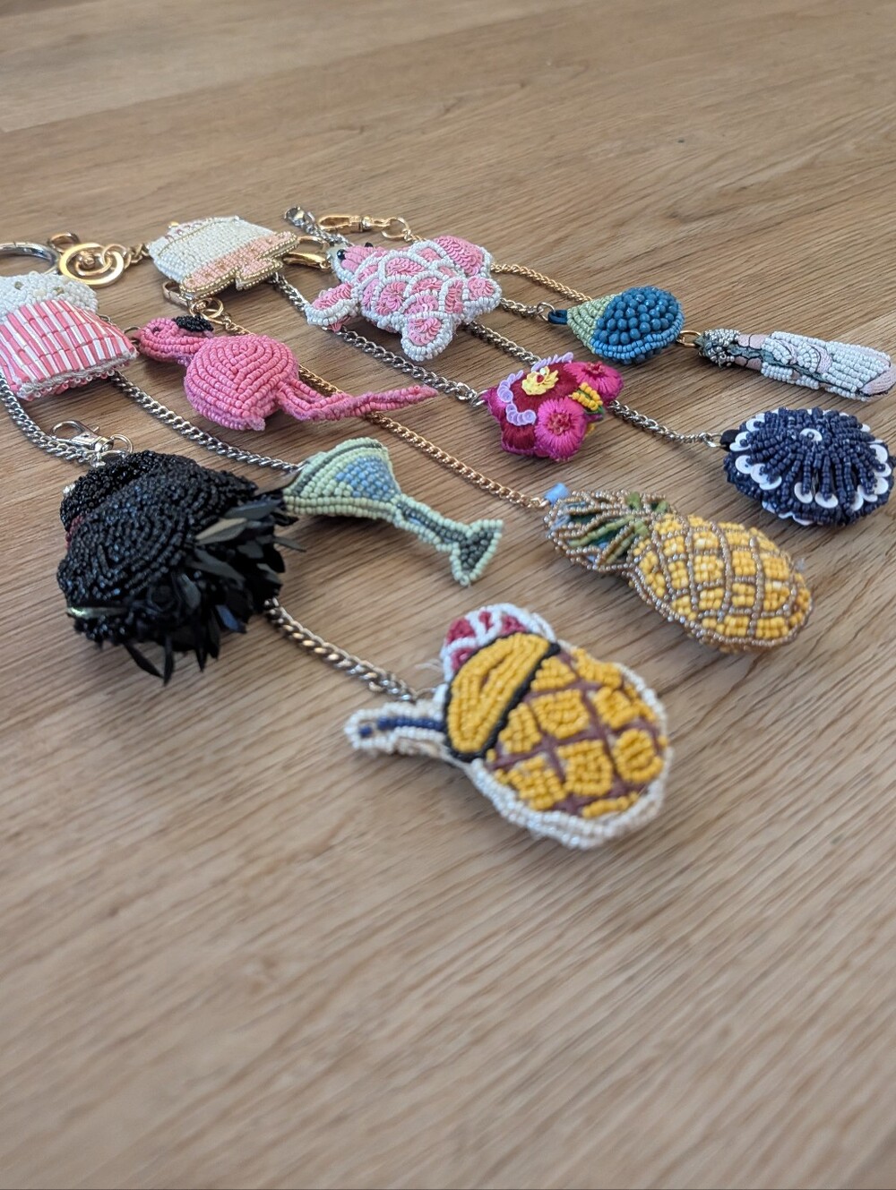 Hand Beaded 3D Bag Charms/ Keychains 12pc Lot - Picture 3 of 15
